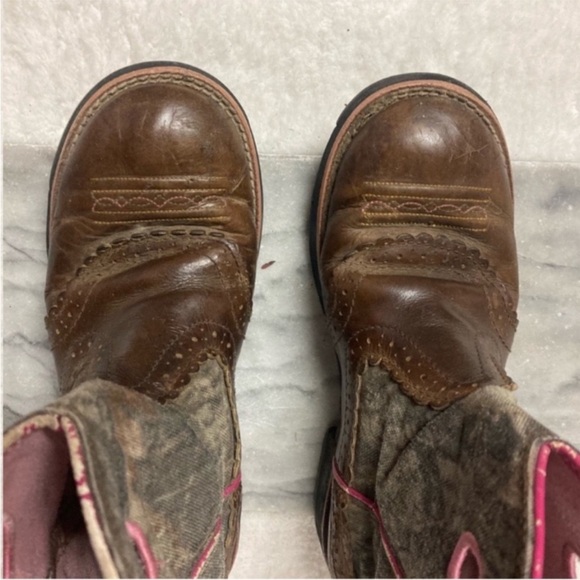 Ariat Fatbaby Cowboy Cowgirl Boots Calf Height Brown Pink Western Size 7.5 - Picture 9 of 12